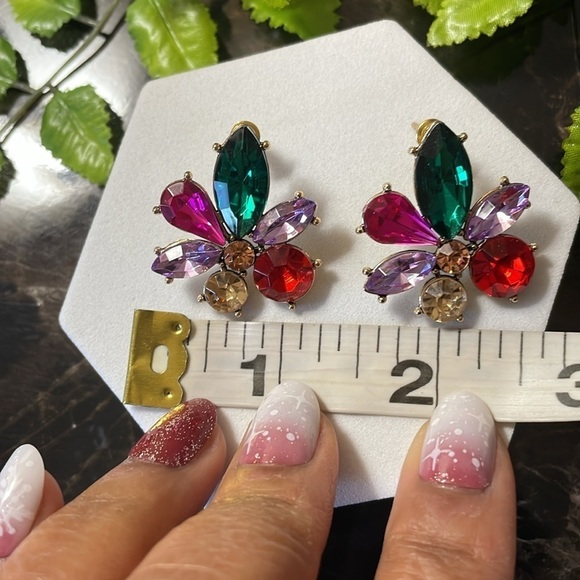 Crystal Colorful CZ Stud Earrings - Picture 13 of 14